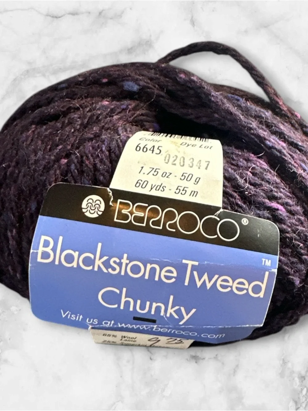 Berroco Blackstone Tweed Chunky purple #6645 wool, mohair, angora 50g ball yarn